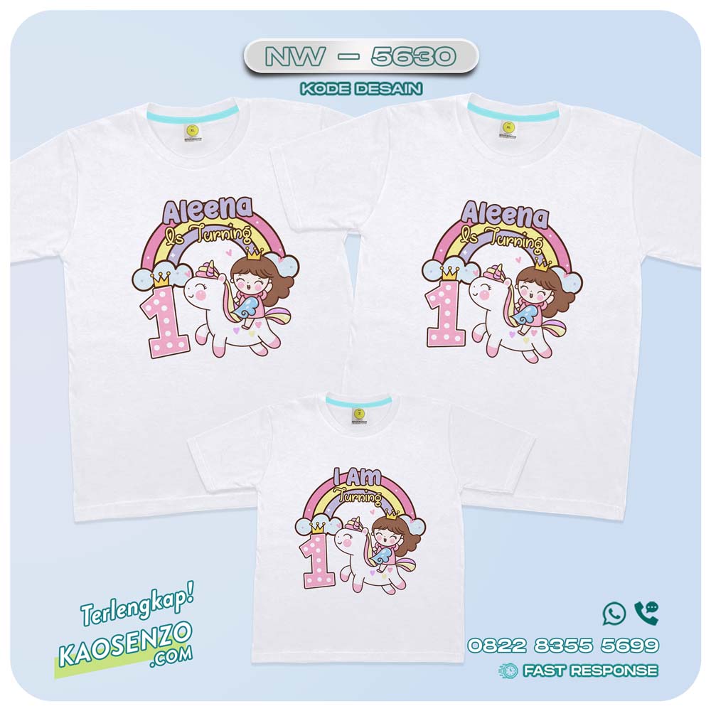 Baju Kaos Couple Keluarga Unicorn | Kaos Ultah Anak | Kaos Family Custom | Kaos Unicorn - NW 5630