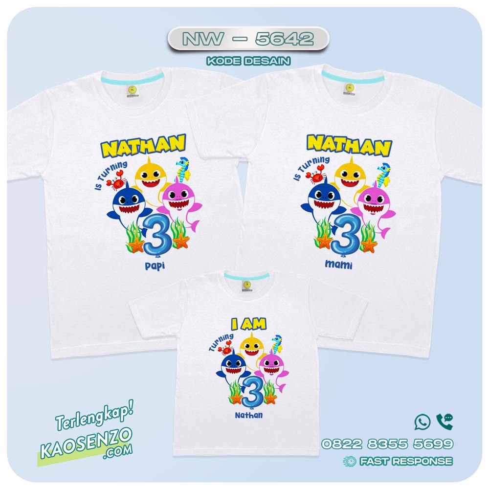 Baju Kaos Couple Keluarga Baby Shark | Kaos Family Custom | Kaos Baby Shark - NW 5642