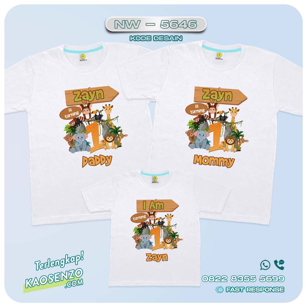 Baju Kaos Couple Keluarga Animal Zoo | Kaos Ultah Anak | Kaos Animal Zoo - NW 5646