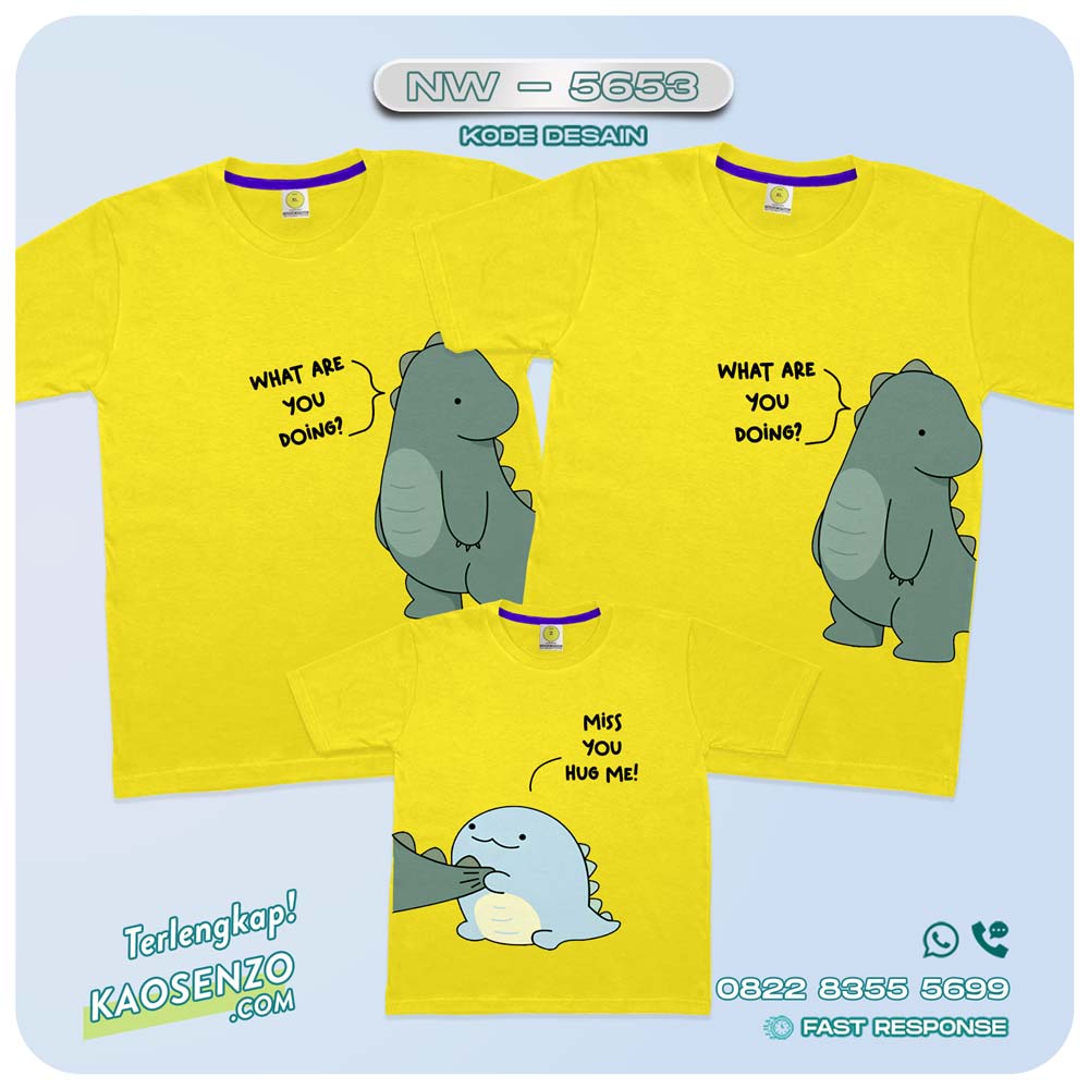 Baju Kaos Couple Keluarga Dinosaurus | Kaos Family Custom | Kaos Dinosaurus - NW 5653