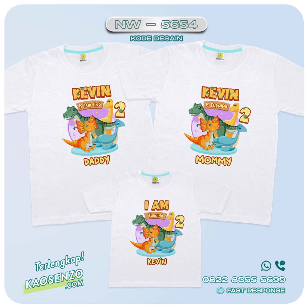 Baju Kaos Couple Keluarga Dinosaurus | Kaos Family Custom | Kaos Dinosaurus - NW 5654