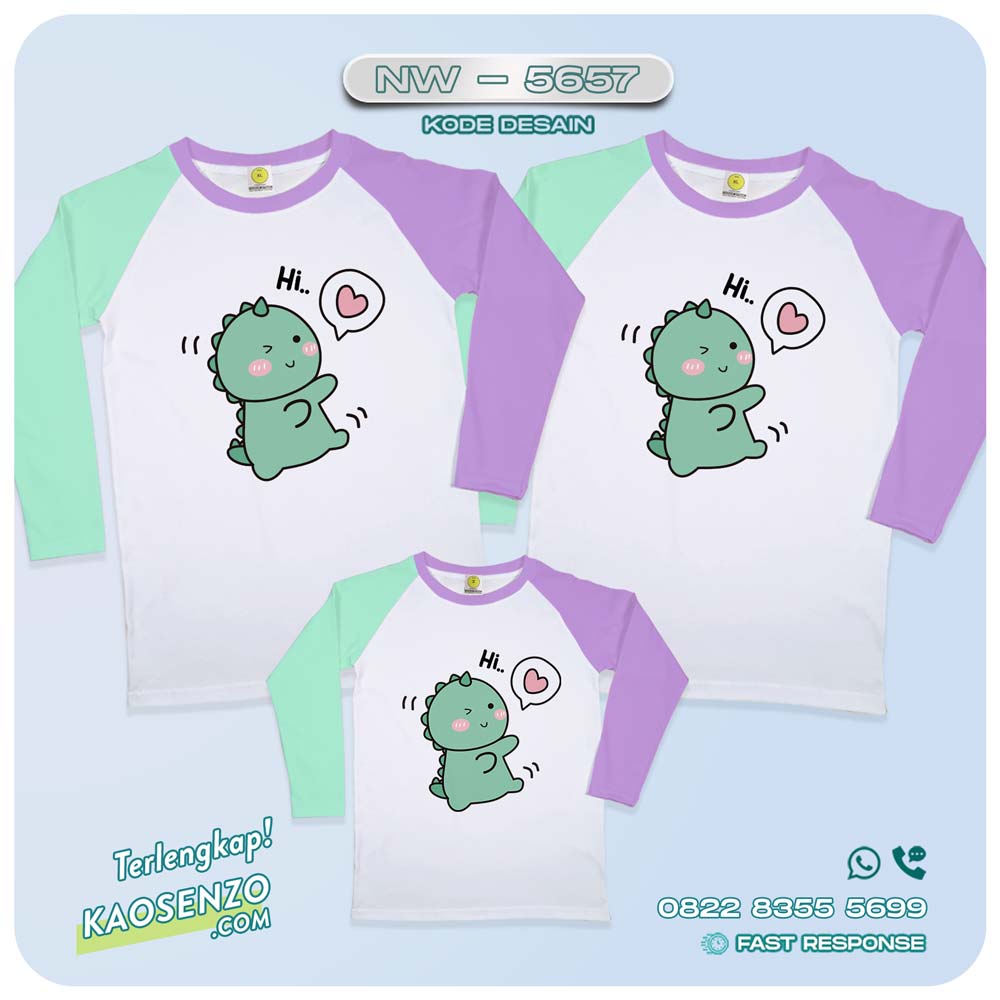 Baju Kaos Couple Keluarga Dinosaurus | Kaos Family Custom | Kaos Dinosaurus NW 5657