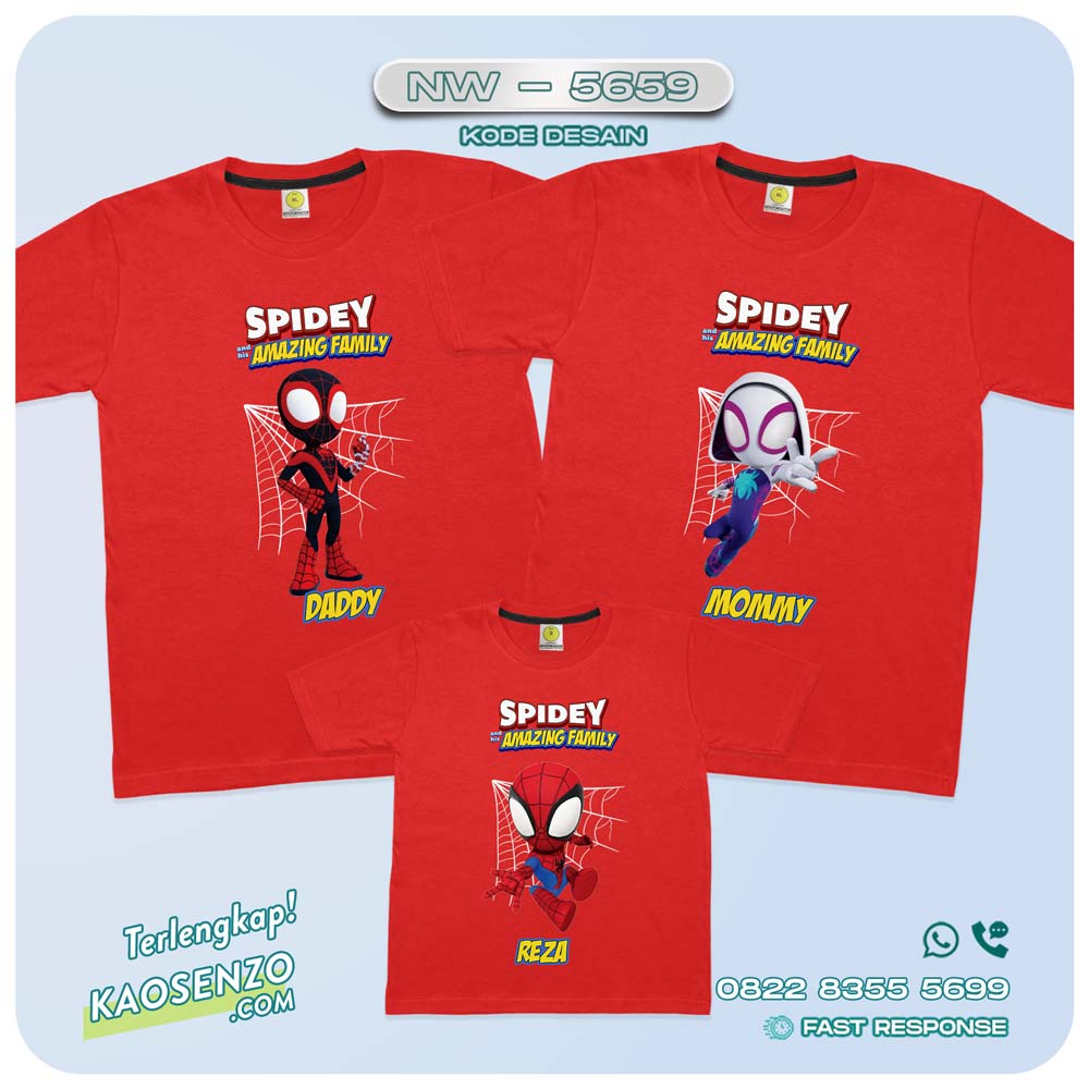 Baju Kaos Couple Keluarga Spiderman | Kaos Family Custom | Kaos Spiderman - NW 5659