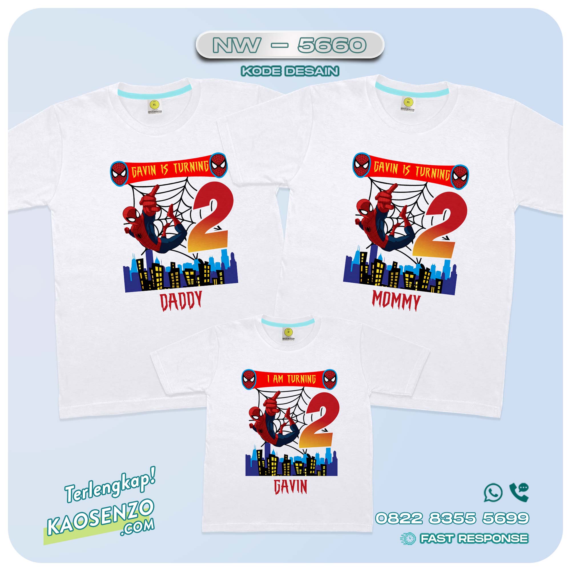 Baju Kaos Couple Keluarga Spiderman | Kaos Ulang Tahun Anak | Kaos Spiderman - NW 5660