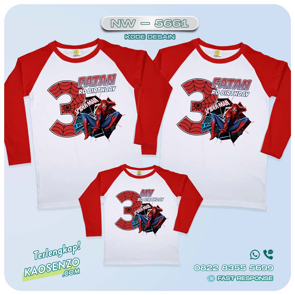 Baju Kaos Couple Keluarga Spiderman | Kaos Ulang Tahun Anak | Kaos Spiderman - NW 5661