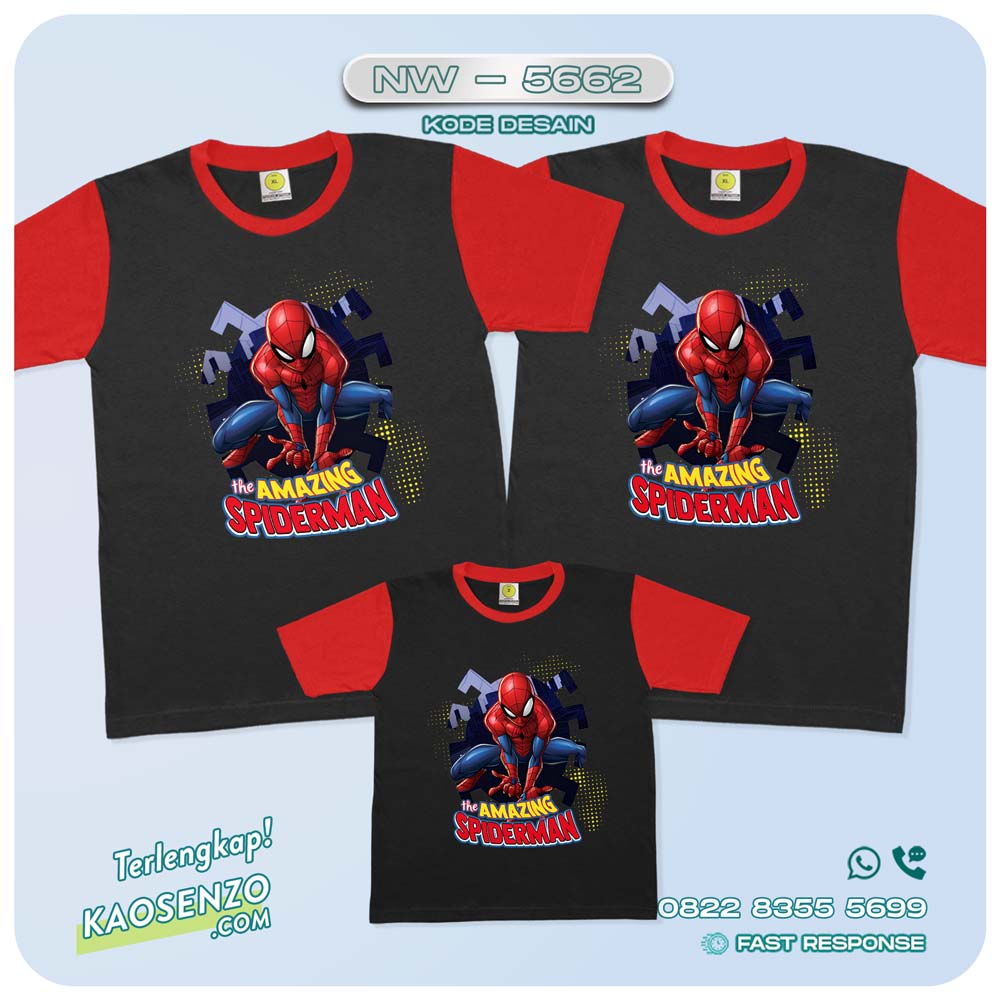 Baju Kaos Couple Keluarga Spiderman | Kaos Ulang Tahun Anak | Kaos Spiderman - NW 5662