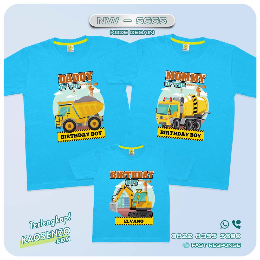 Baju Kaos Couple Keluarga Construction | Kaos Ultah Anak Excavator | Kaos Excavator - NW 5665