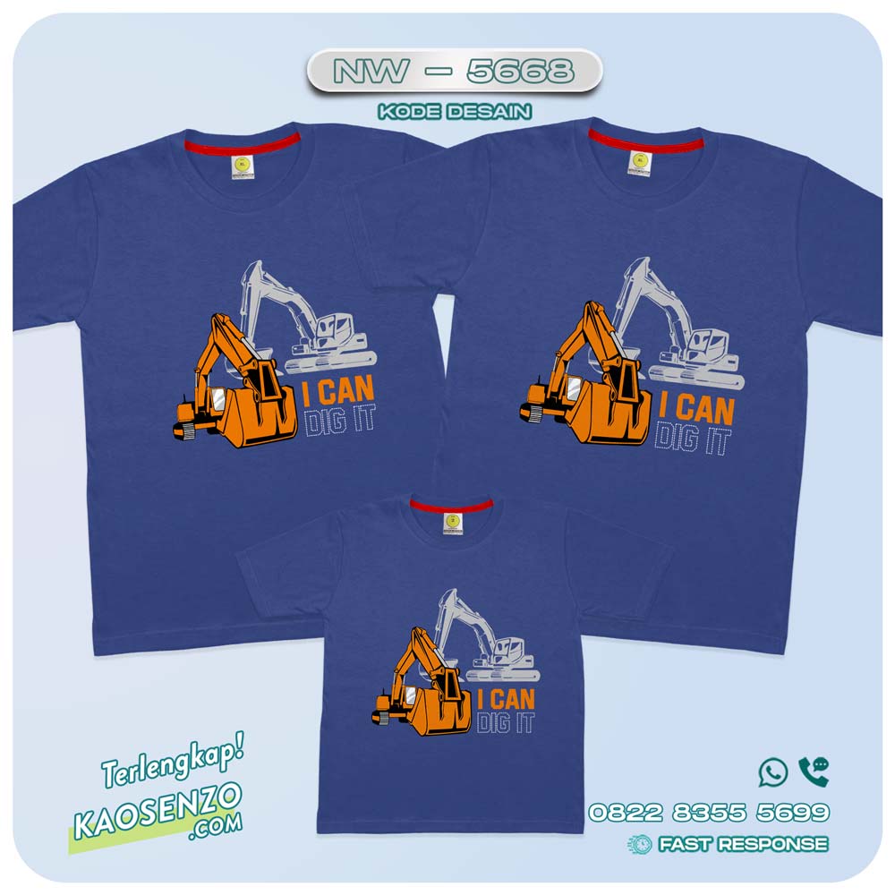 Baju Kaos Couple Keluarga Excavator | Kaos Ultah Anak Excavator | Kaos Excavator - NW 5668