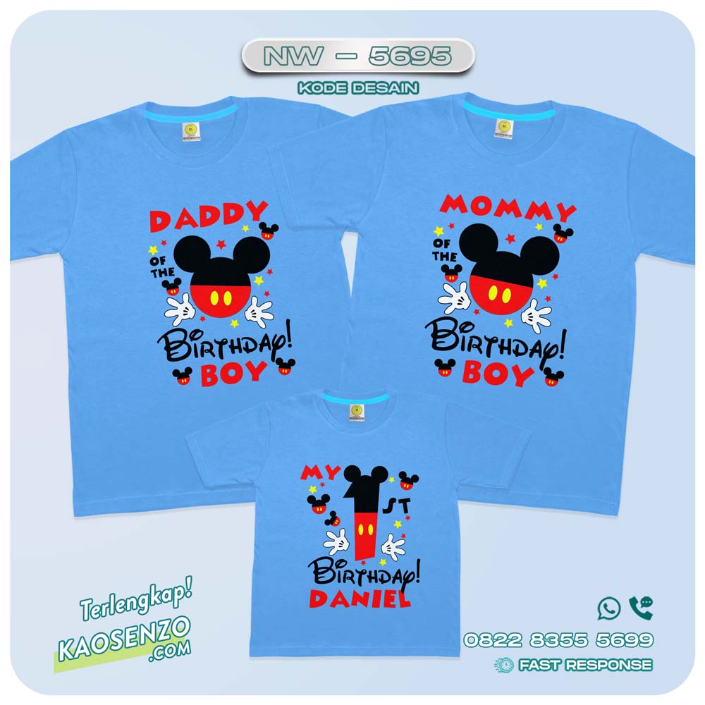 Kaos Couple Keluarga Mickey Mouse | Kaos Ulang Tahun Anak | Kaos Mickey Mouse - NW 5695