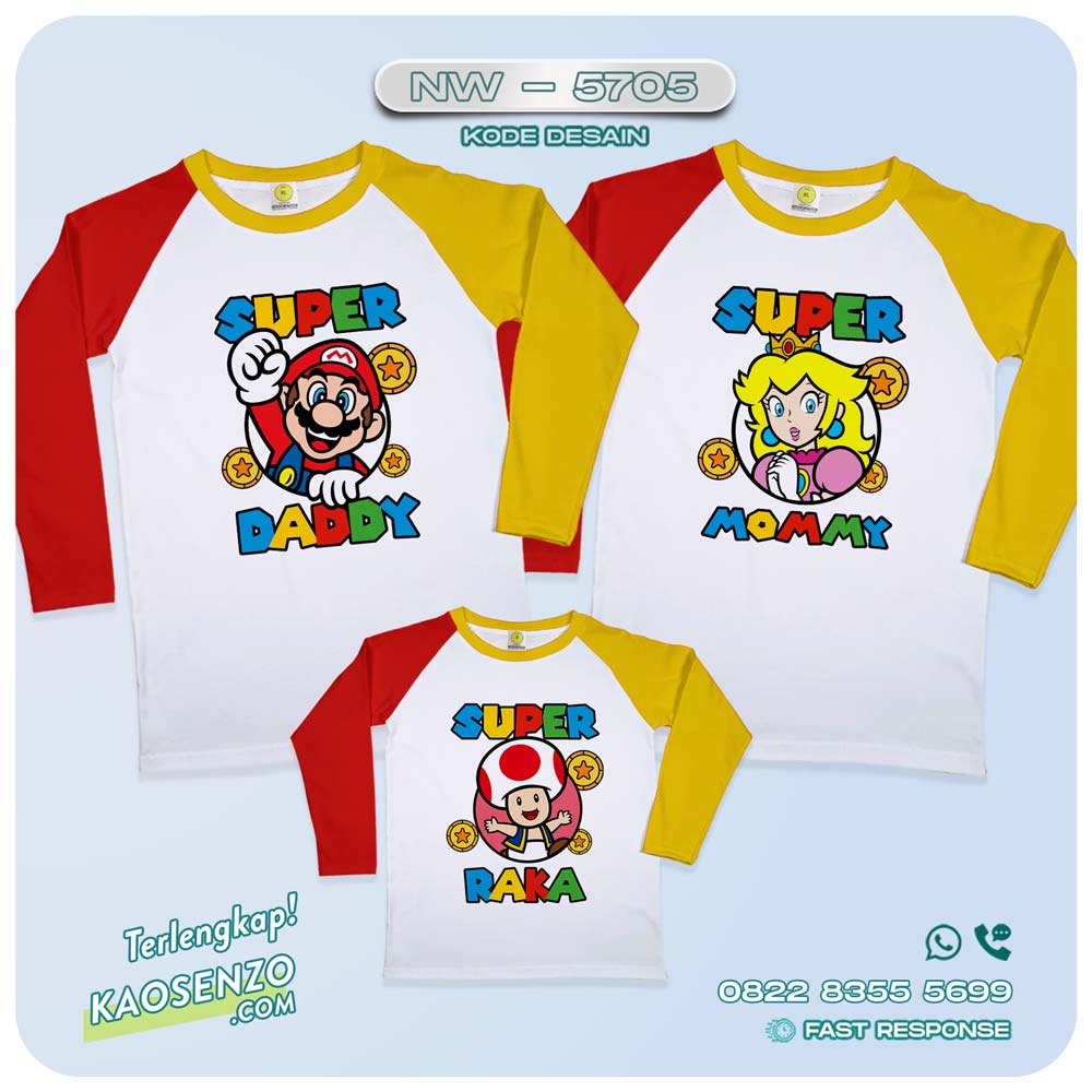 Baju Kaos Couple Keluarga Super Mario | Kaos Ulang Tahun Anak Super Mario | Kaos Super Mario - NW 5705