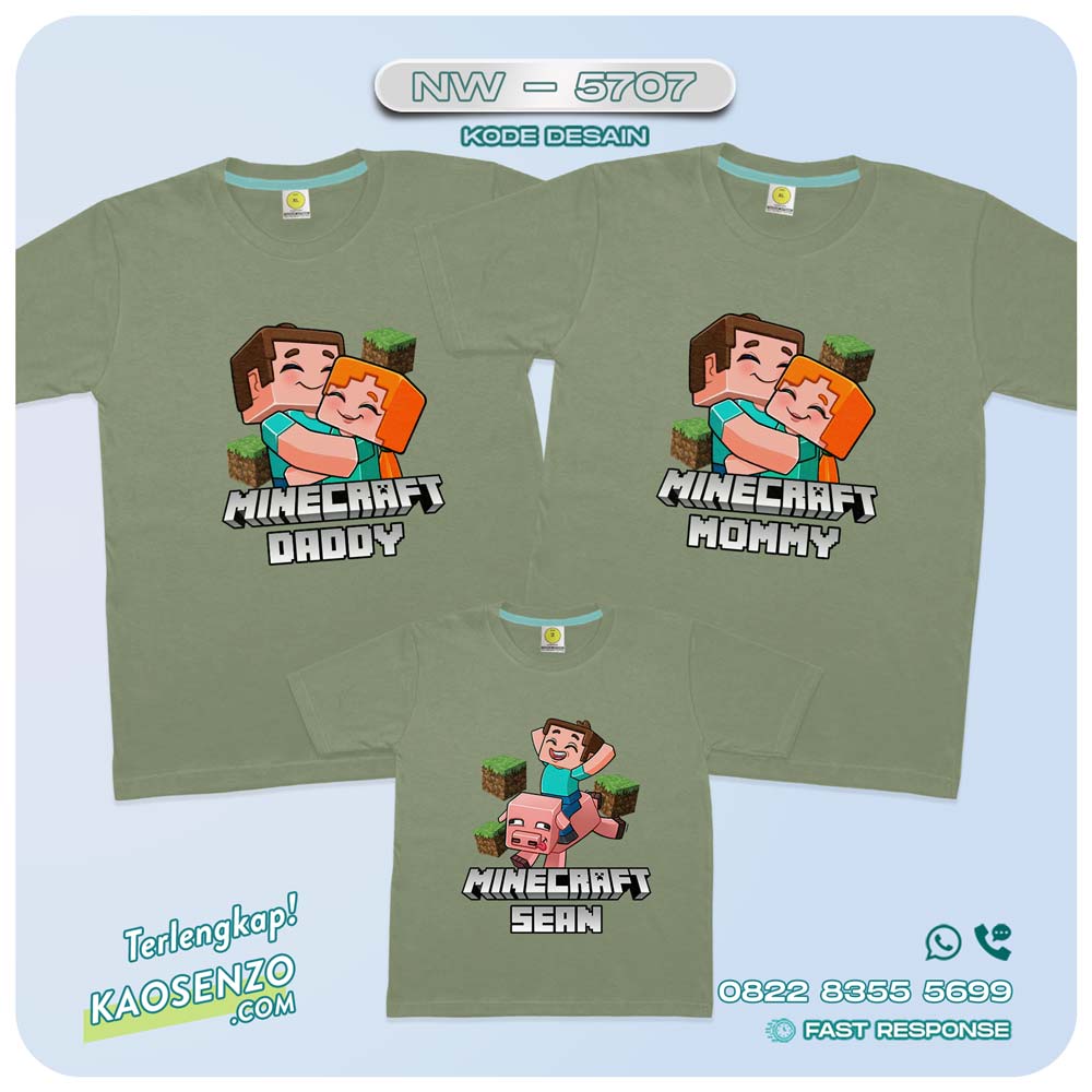 Baju Kaos Couple Keluarga Minecraft | Kaos Family Custom Minecraft | Kaos Minecraft - NW 5707