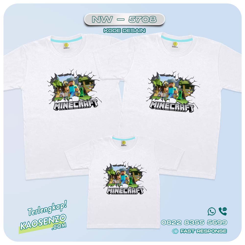 Baju Kaos Couple Keluarga Minecraft | Kaos Family Custom Minecraft | Kaos Minecraft - NW 5708