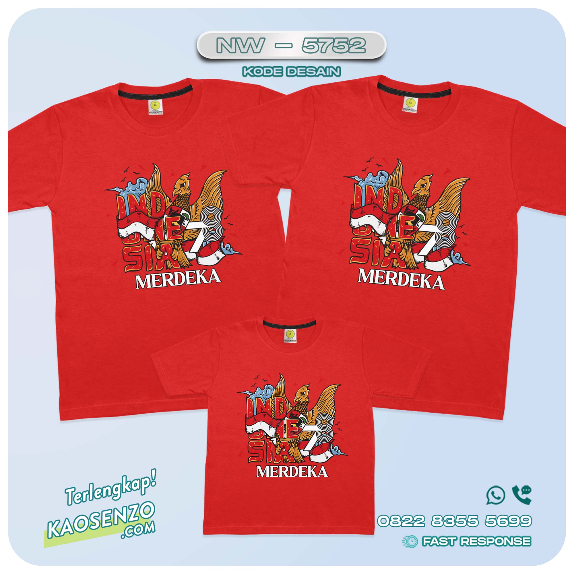 Baju Kaos Couple Keluarga Kemerdekaan | Kaos Family Custom | Kaos Kemerdekaan - NW 5752