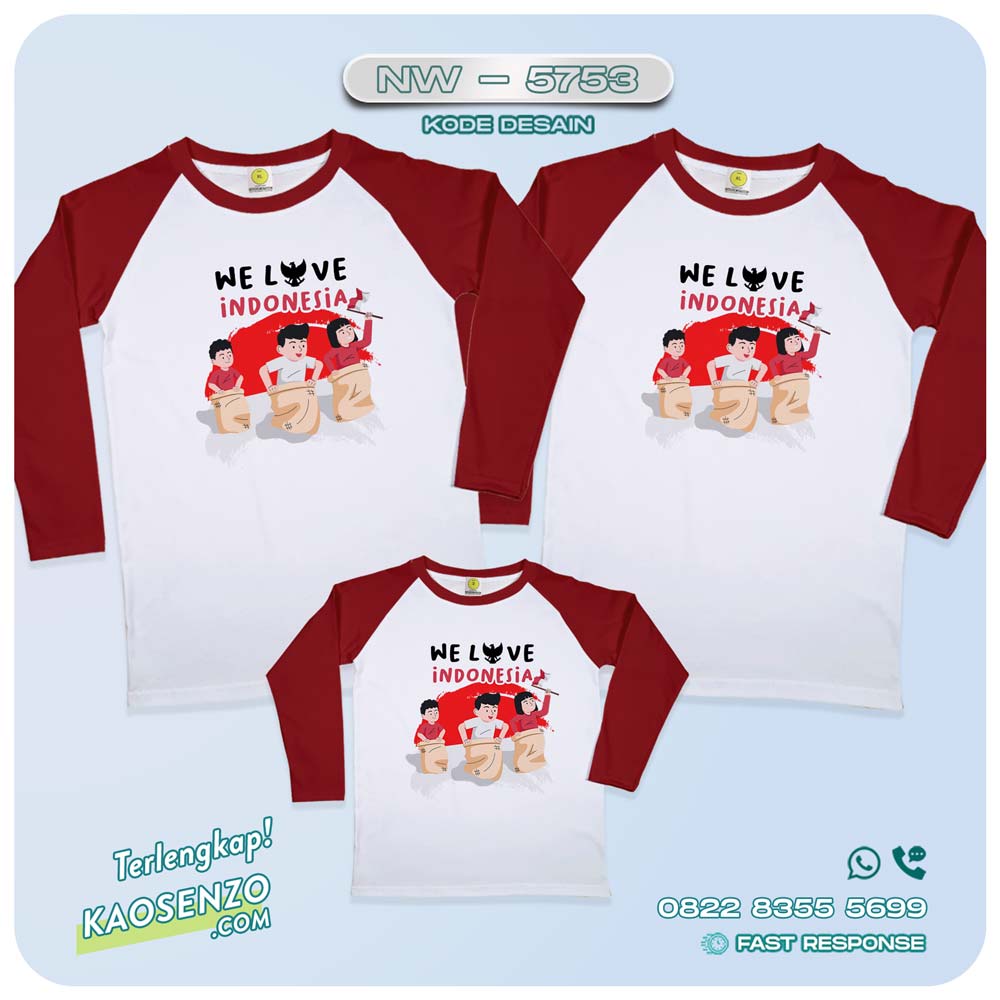 Baju Kaos Couple Keluarga Kemerdekaan | Kaos Family Custom | Kaos Kemerdekaan - NW 5753