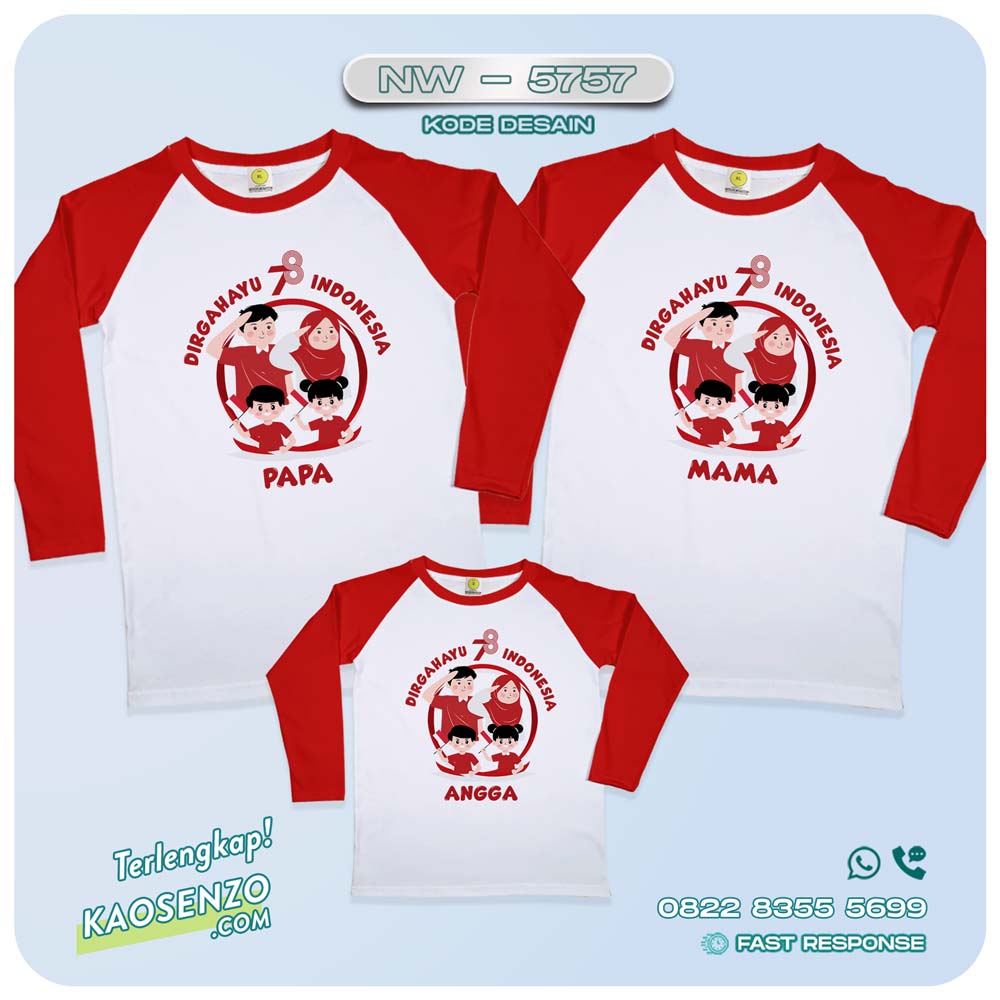 Baju Kaos Couple Keluarga Kemerdekaan | Kaos Family Custom | Kaos Kemerdekaan - NW 5757