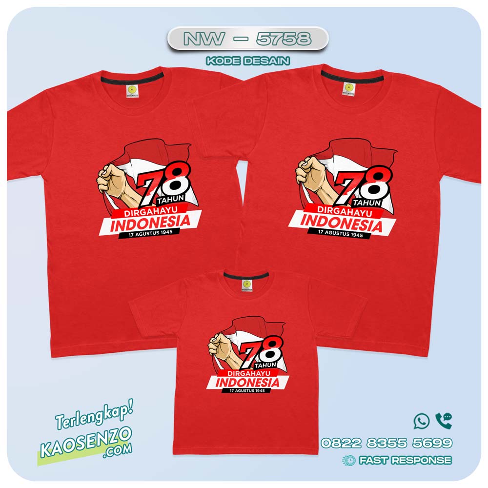 Baju Kaos Couple Keluarga Kemerdekaan | Kaos Family Custom | Kaos Kemerdekaan - NW 5758