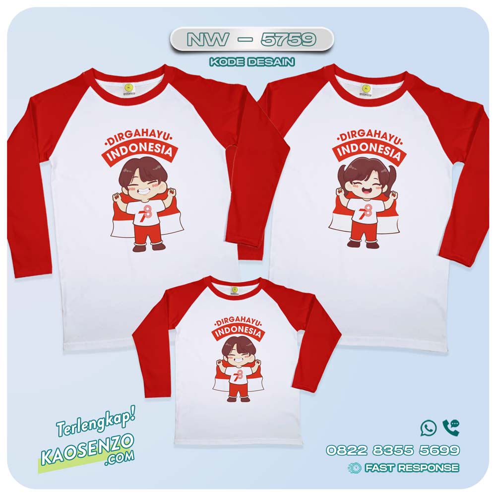 Baju Kaos Couple Keluarga Kemerdekaan | Kaos Family Custom | Kaos Kemerdekaan - NW 5759