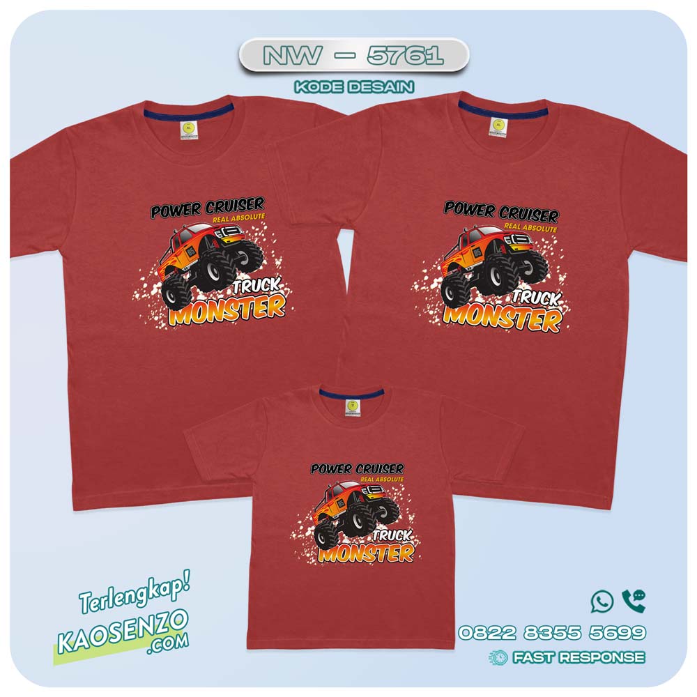 Baju Kaos Couple Keluarga Monster Truck | Kaos Family Custom Monster Truck | Kaos Motif Monster Truck - NW 5761