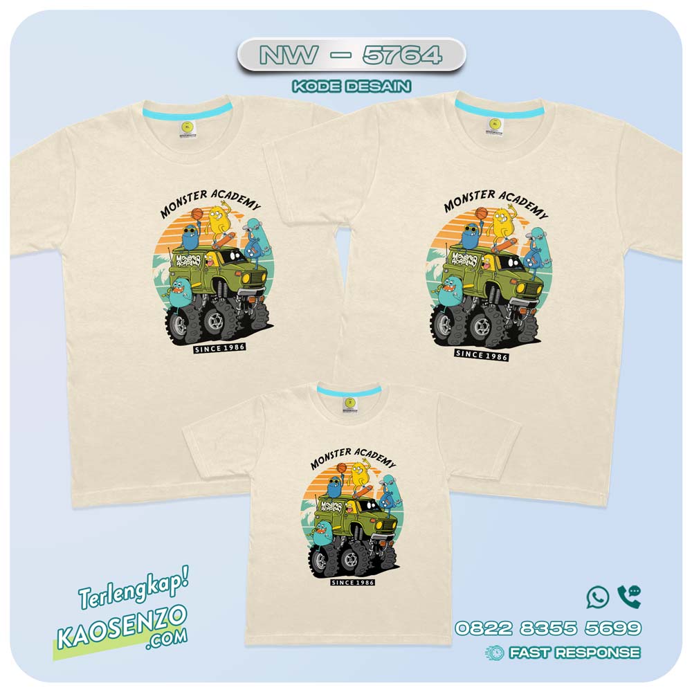 Baju Kaos Couple Keluarga Monster Academy | Kaos Family Custom Monster Truck | Kaos Motif Monster Truck - NW 5764