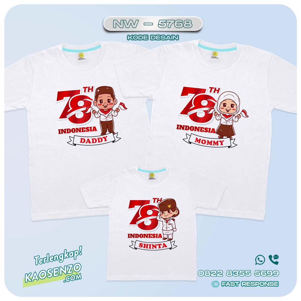 Baju Kaos Couple Keluarga Kemerdekaan | Kaos Family Custom | Kaos Kemerdekaan - NW 5768