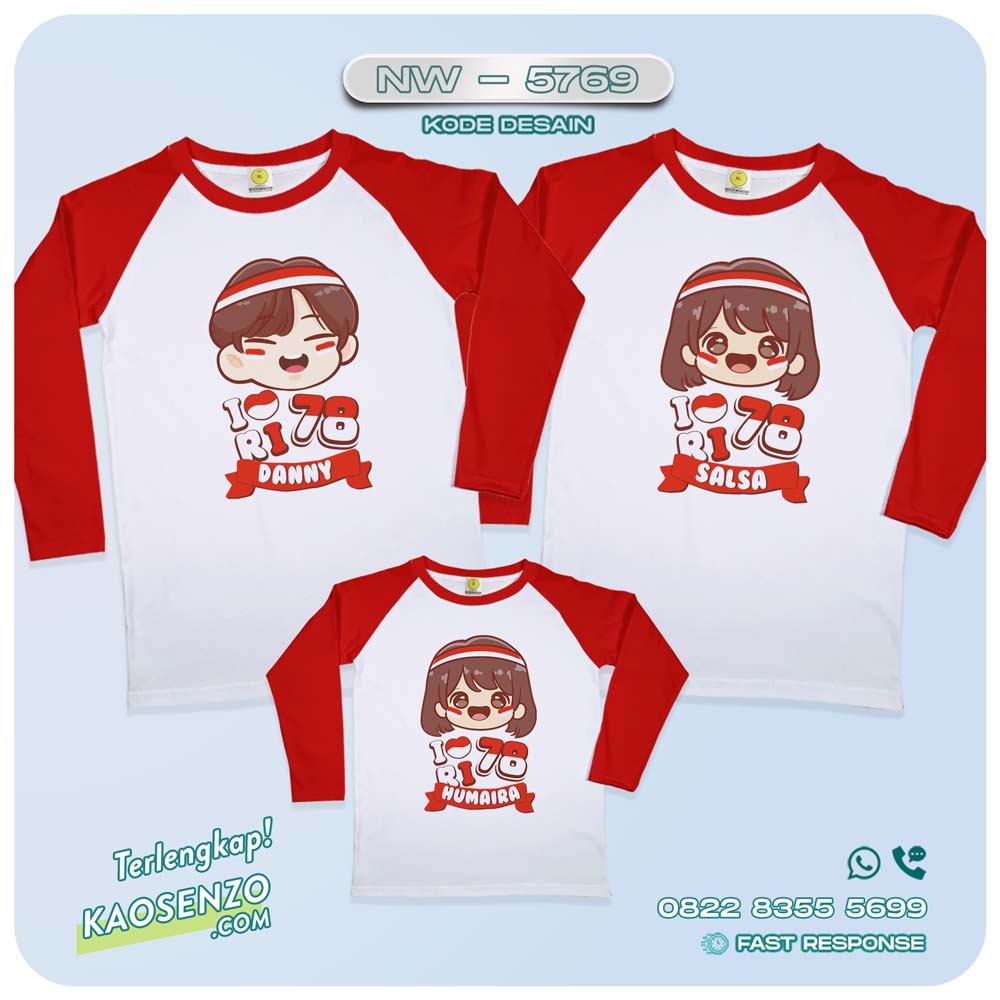 Baju Kaos Couple Keluarga Kemerdekaan | Kaos Family Custom | Kaos Kemerdekaan - NW 5769