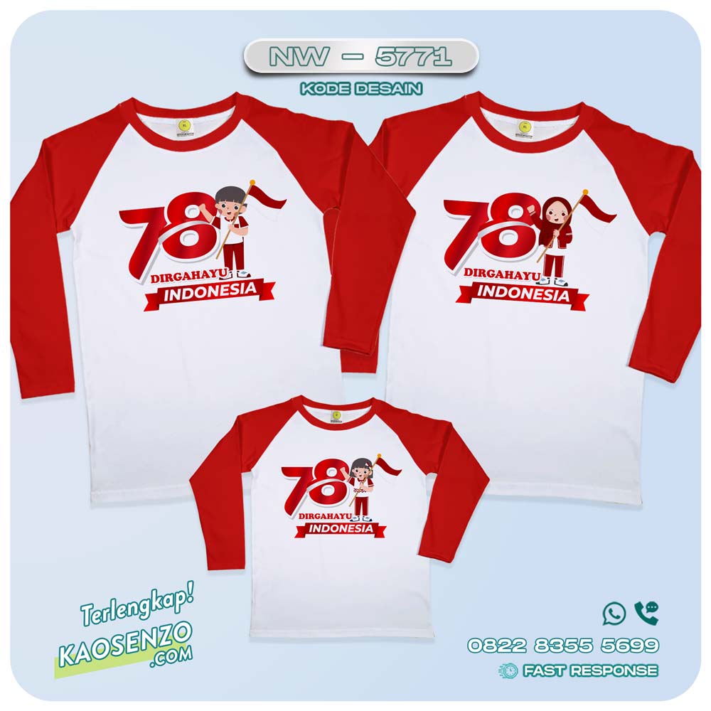 Baju Kaos Couple Keluarga Kemerdekaan | Kaos Family Custom | Kaos Kemerdekaan - NW 5771