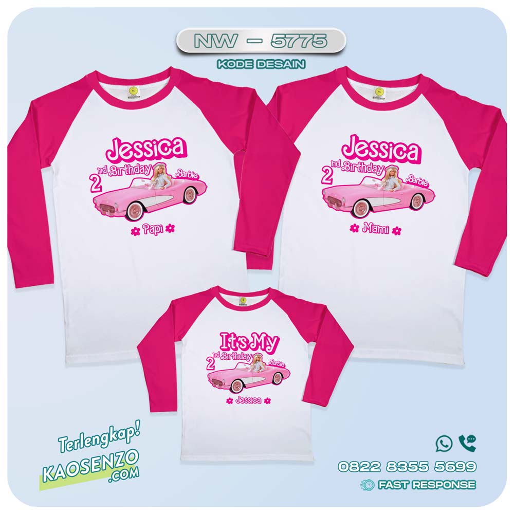 Baju Kaos Couple Keluarga Barbie | Kaos Ultah Custom Barbie | Kaos Barbie - NW 5775