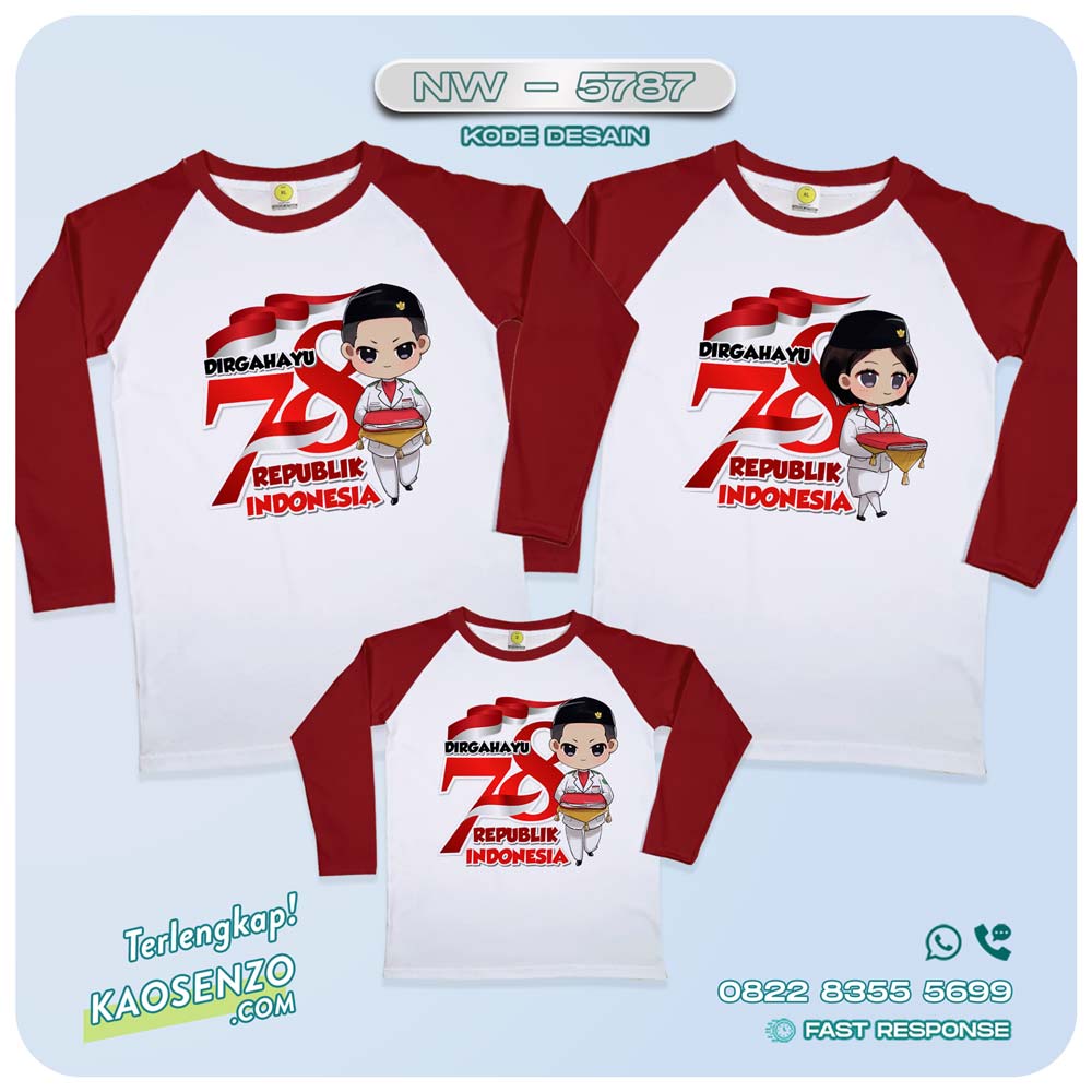 Baju Kaos Couple Keluarga Kemerdekaan | Kaos Family Custom | Kaos Kemerdekaan - NW 5787