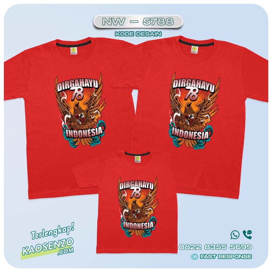 Baju Kaos Couple Keluarga Kemerdekaan | Kaos Family Custom Garuda | Kaos Kemerdekaan - NW 5788