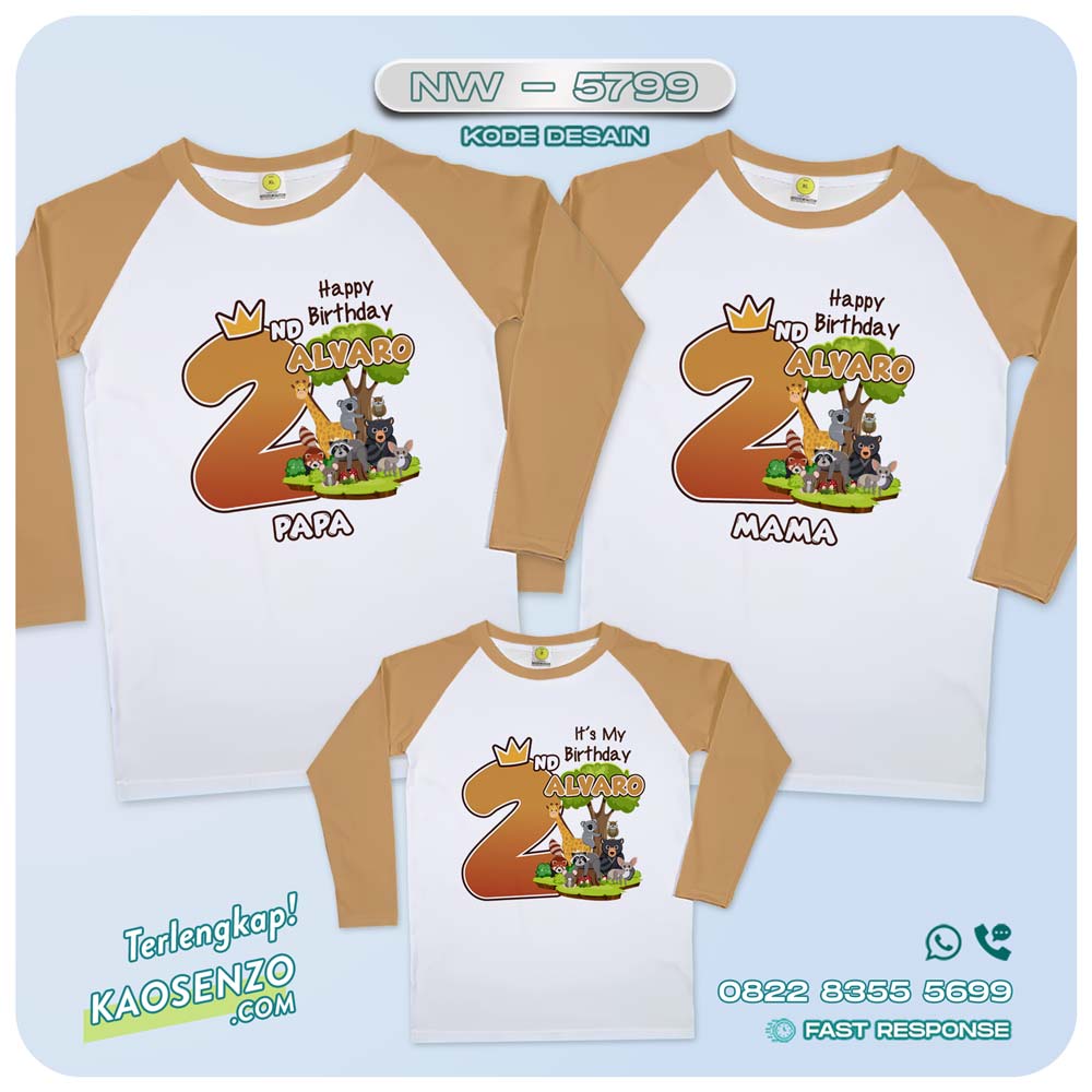 Baju Kaos Couple Keluarga Animal Zoo | Kaos Ultah Anak | Kaos Animal Zoo - NW 5799