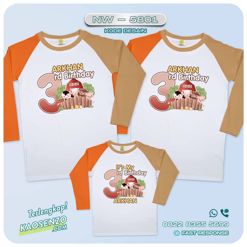 Baju Kaos Couple Keluarga Animal Farm | Kaos Ultah Anak | Kaos Animal Zoo - NW 5801