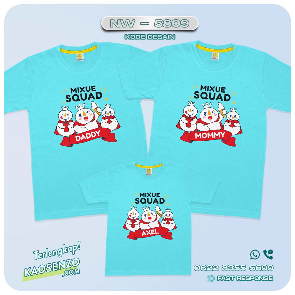 Baju Kaos Couple Keluarga Ice Cream Mixue | Kaos Family Custom Es Krim Mixue | Kaos Mixue - NW 5809