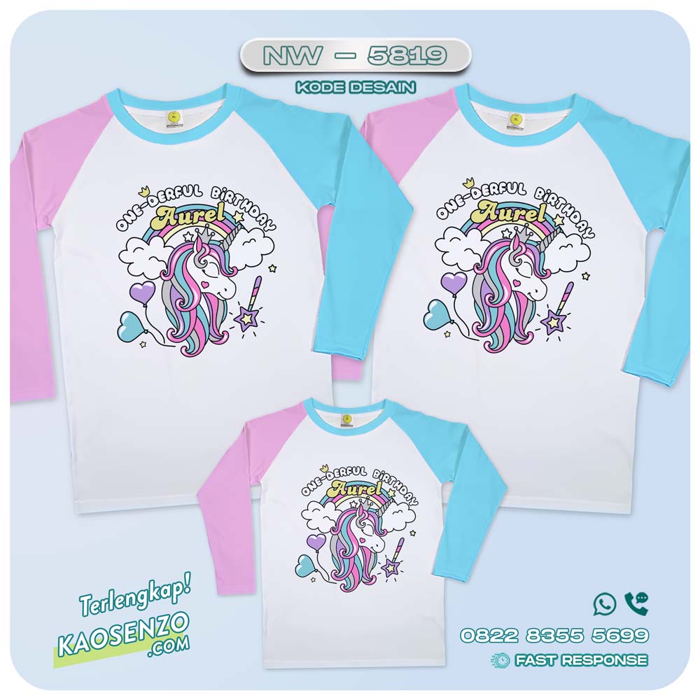 Baju Kaos Couple Keluarga Unicorn | Kaos Ultah Anak | Kaos Family Custom | Kaos Unicorn - NW 5819