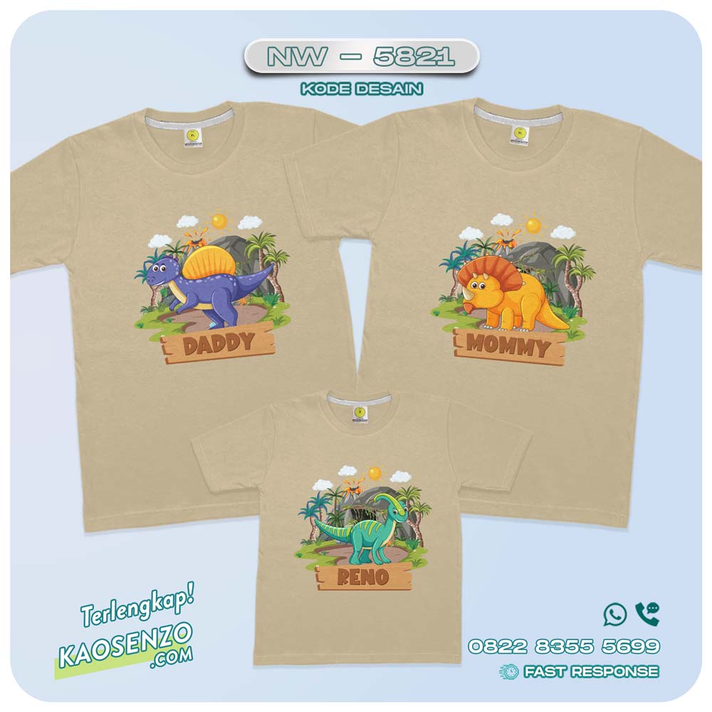 Baju Kaos Couple Keluarga Dinosaurus | Kaos Family Custom | Kaos Dinosaurus - NW 5821