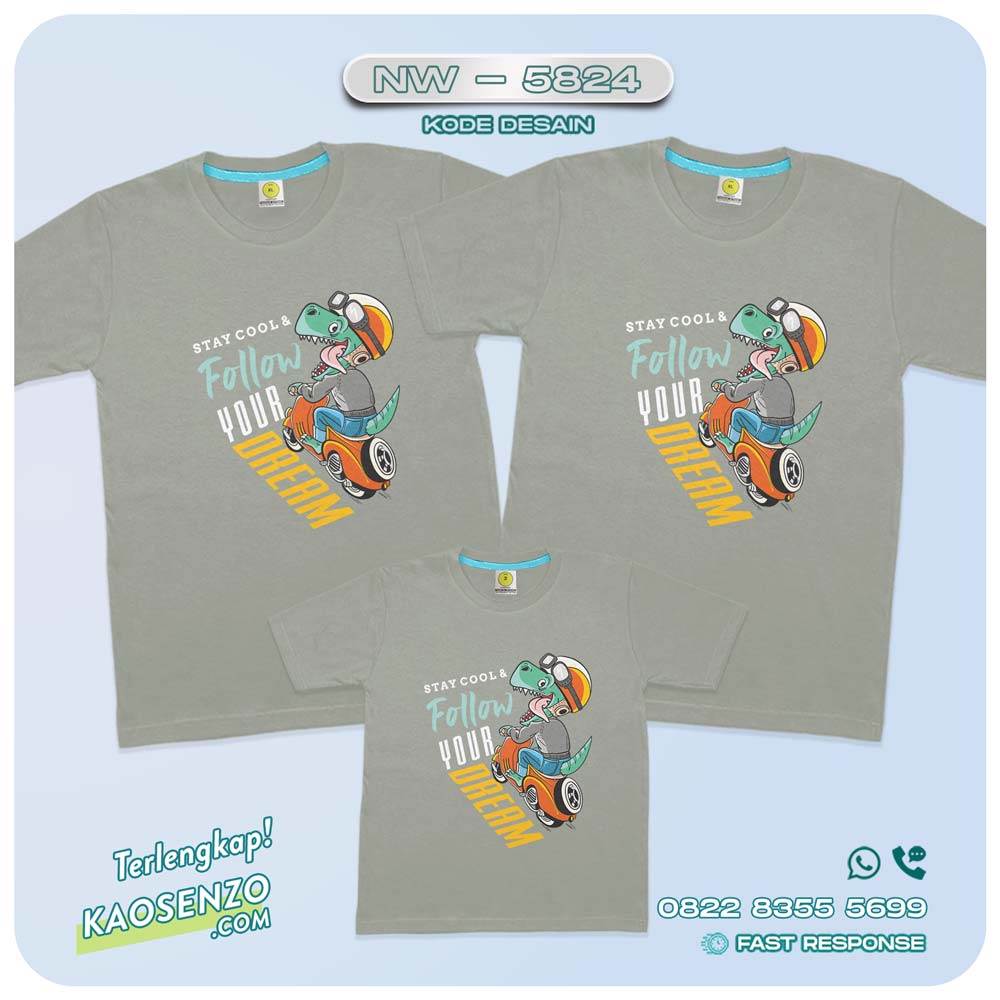 Baju Kaos Couple Keluarga Dinosaurus | Kaos Family Custom | Kaos Dinosaurus - NW 5824