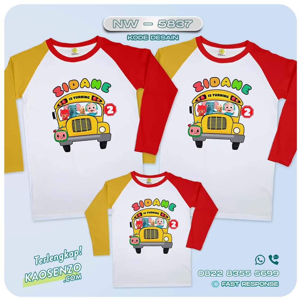 Baju Kaos Couple Keluarga Cocomelon | Kaos Ultah Anak | Kaos Cocomelon - NW 5837