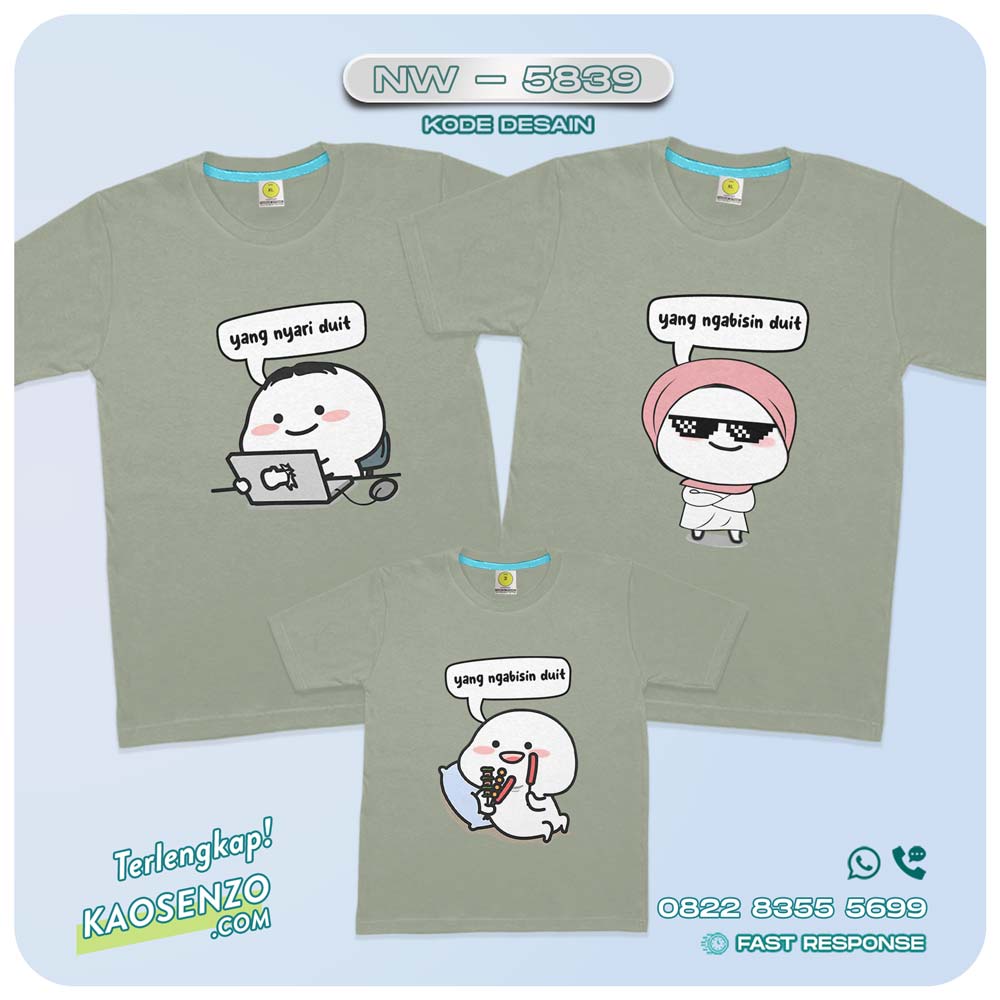 Baju Kaos Couple Keluarga Sticker Pentol | Kaos Family Custom | Kaos Pentol - NW 5839