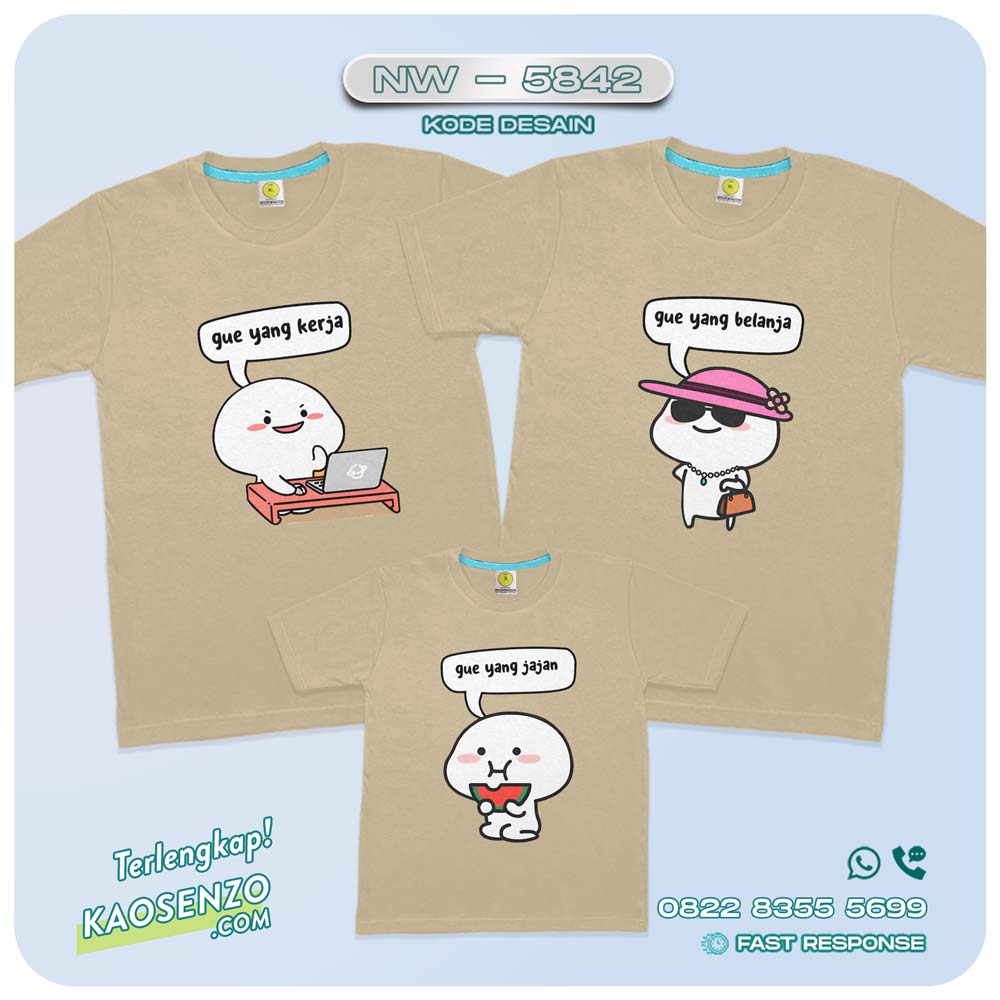 Baju Kaos Couple Keluarga Sticker Pentol | Kaos Family Custom | Kaos Pentol - NW 5842