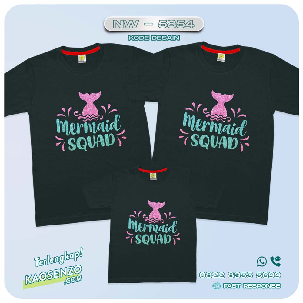 Baju Kaos Couple Keluarga Mermaid | Kaos Family Custom Mermaid | Kaos Mermaid - NW 5854