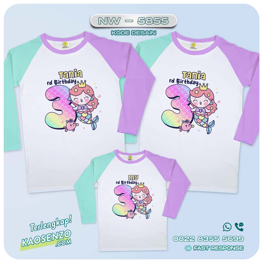 Baju Kaos Couple Keluarga Mermaid | Kaos Ultah Anak Mermaid | Kaos Mermaid - NW 5855