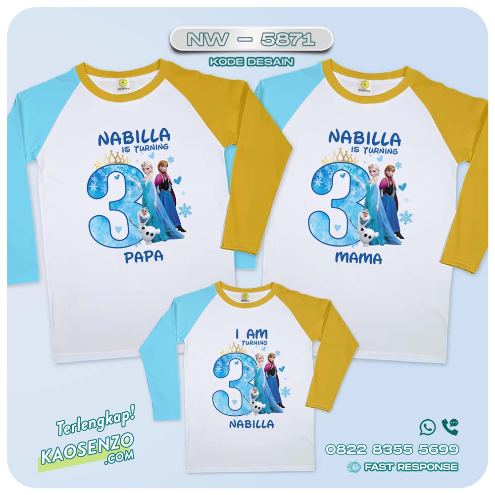 Baju Kaos Couple Keluarga Frozen | Kaos Ultah Anak | Kaos Frozen - NW 5871