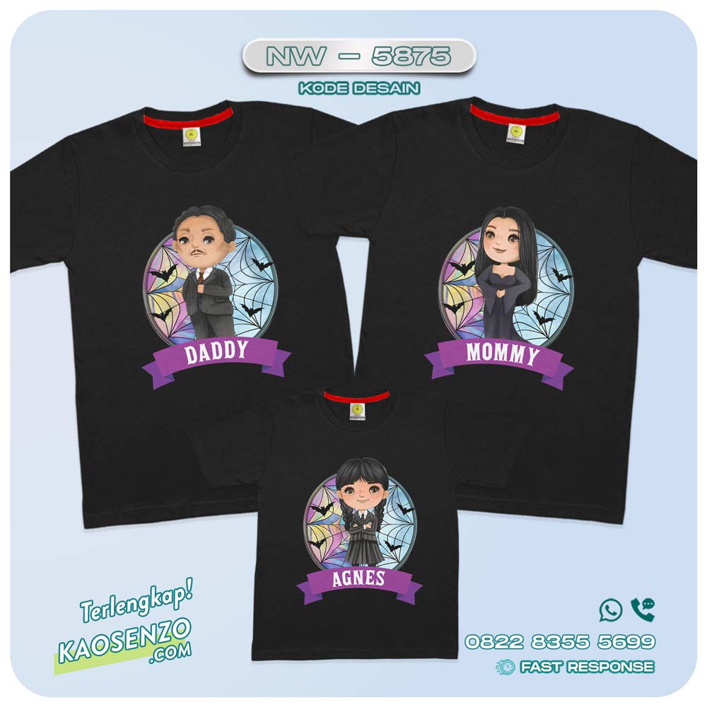 Baju Kaos Couple Keluarga Wednesday | Kaos Family Custom Wednesday | Kaos Wednesday - NW 5875