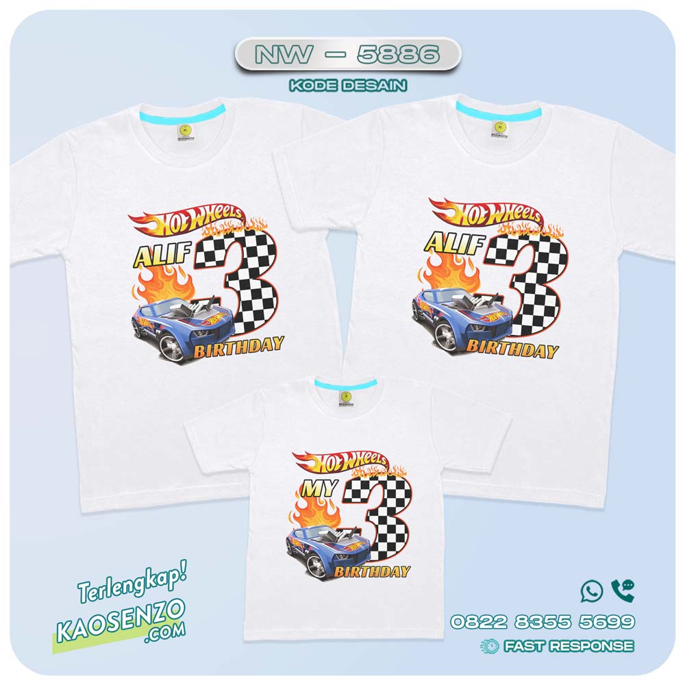 Baju Kaos Couple Keluarga Hotwheels | Kaos Family Custom Hotwheels | Kaos Ultah Anak | Kaos Hotwheels - NW 5886