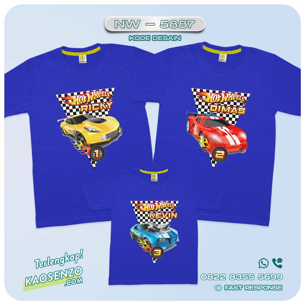 Baju Kaos Couple Keluarga Hotwheels | Kaos Family Custom Hotwheels | Kaos Ultah Anak | Kaos Hotwheels - NW 5887