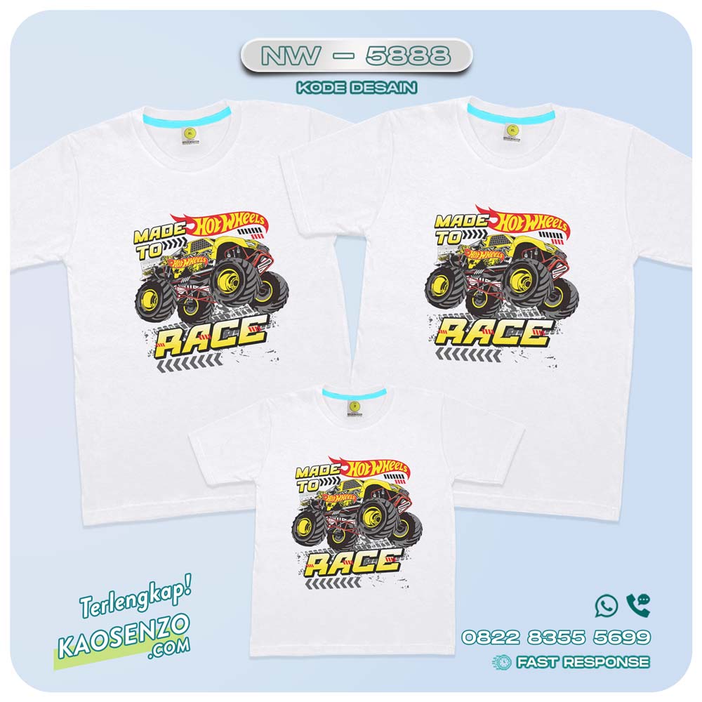 Baju Kaos Couple Keluarga Hotwheels | Kaos Family Custom Hotwheels | Kaos Hotwheels - NW 5888