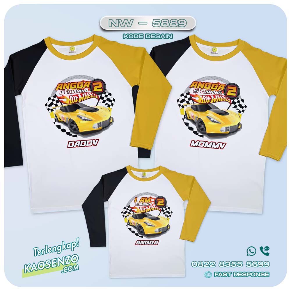 Baju Kaos Couple Keluarga Hotwheels | Kaos Family Custom Hotwheels | Kaos Ultah Anak | Kaos Hotwheels - NW 5889