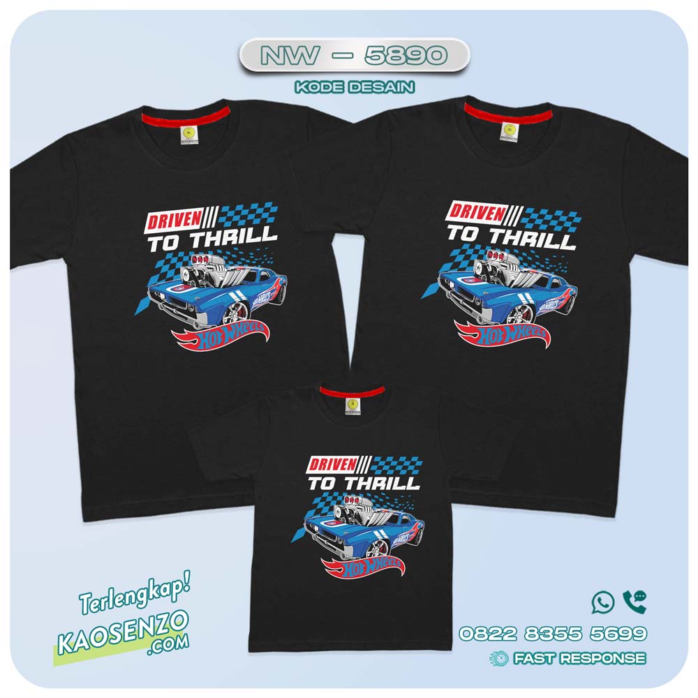 Baju Kaos Couple Keluarga Hotwheels | Kaos Family Custom Hotwheels | Kaos Ultah Anak | Kaos Hotwheels - NW 5890