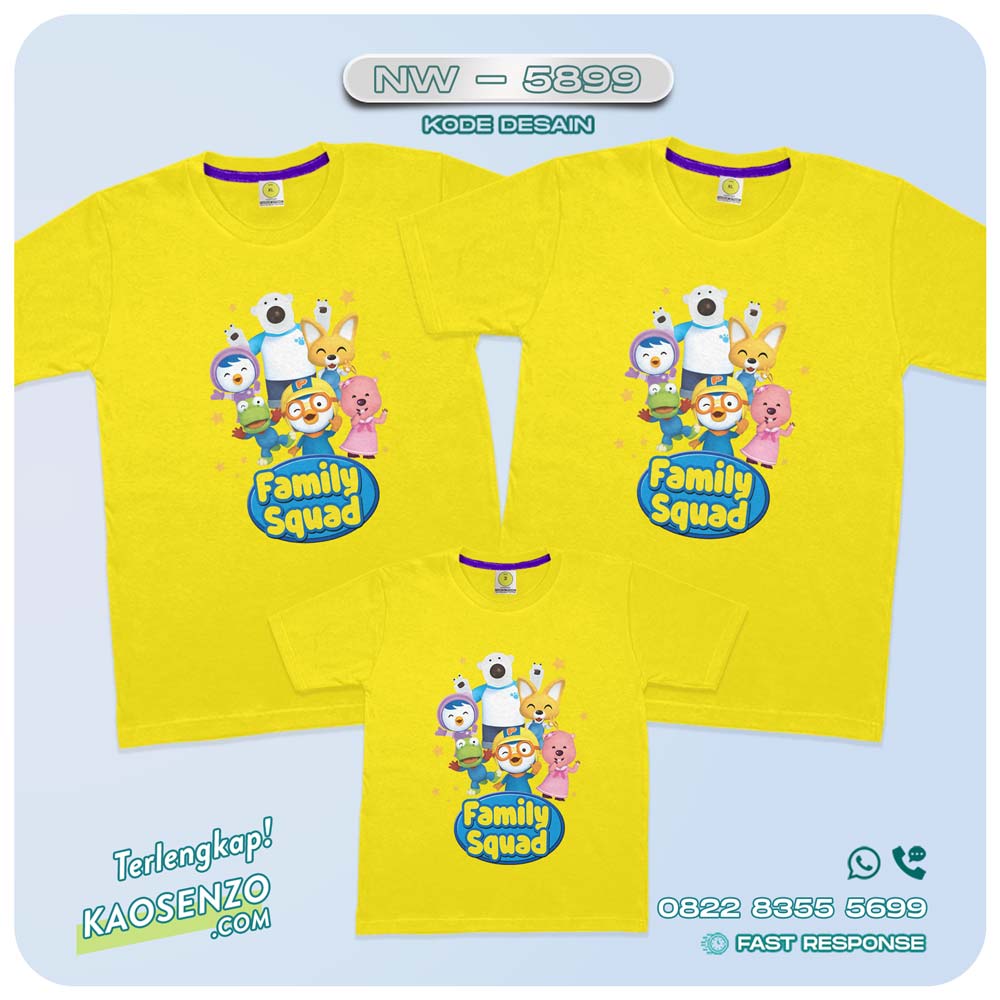 Baju Kaos Couple Keluarga Pororo | Kaos Family Custom Pororo | Kaos Pororo - NW 5899