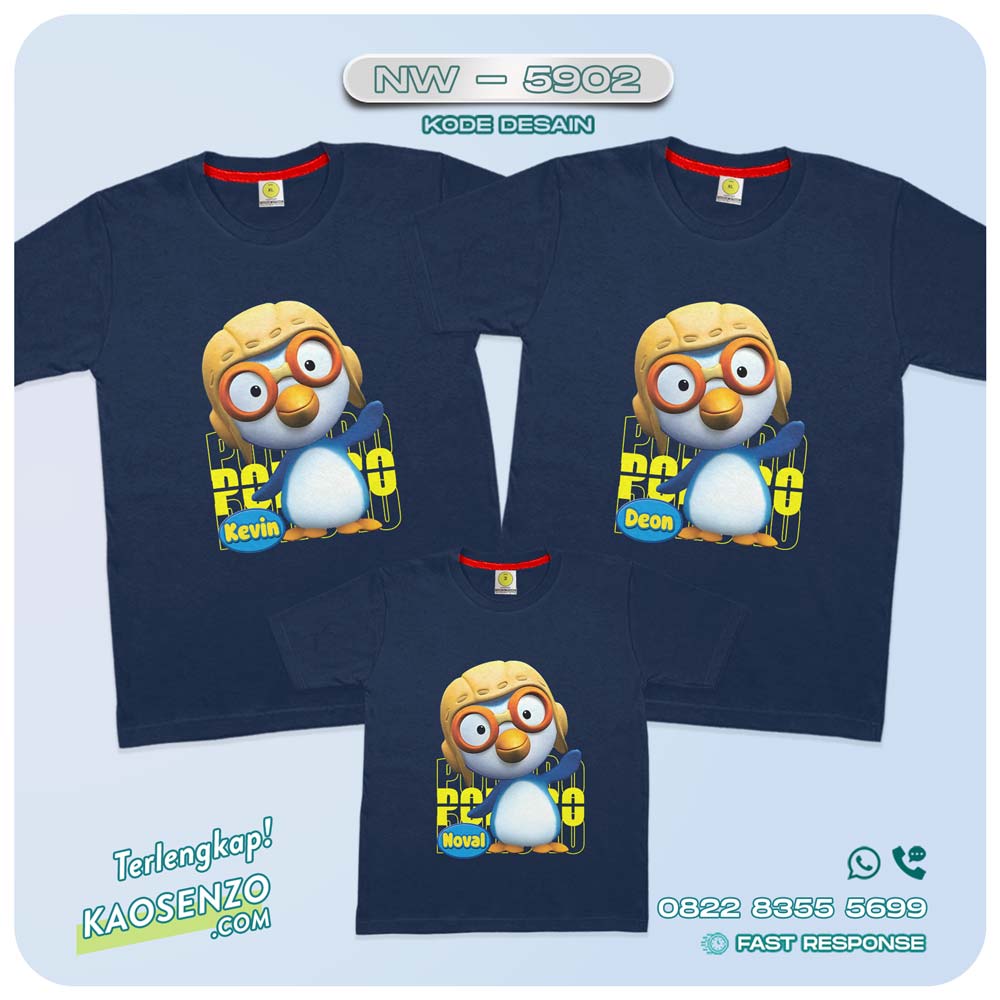 Baju Kaos Couple Keluarga Pororo | Kaos Family Custom Pororo | Kaos Pororo - NW 5902