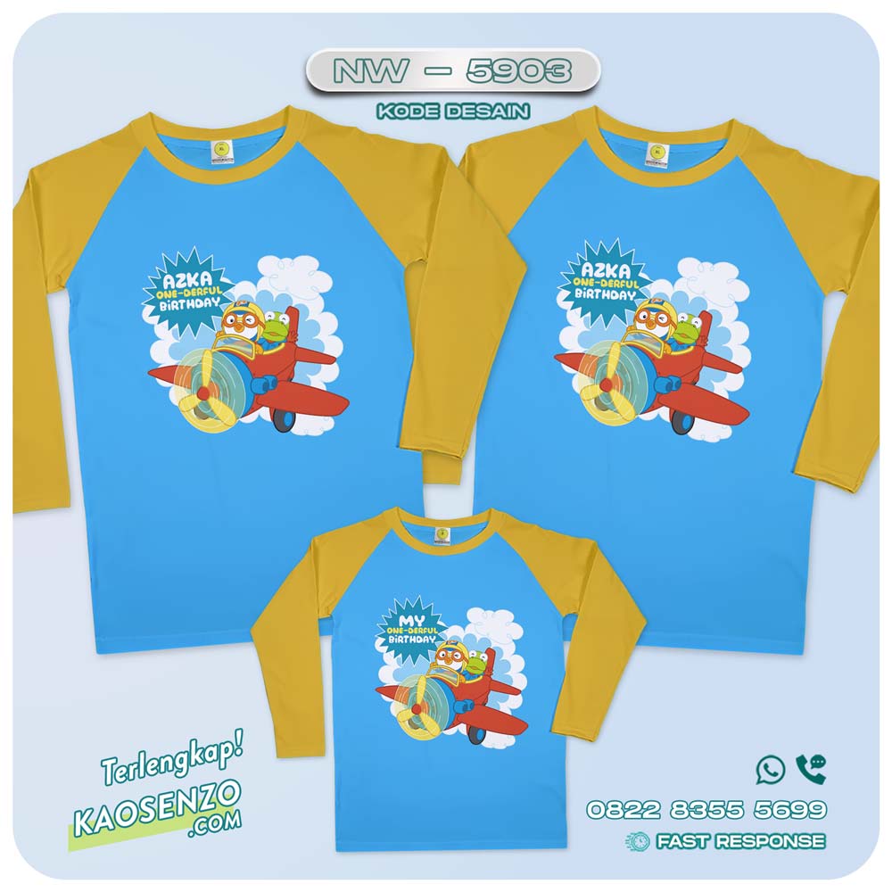 Baju Kaos Couple Keluarga Pororo | Kaos Family Custom Pororo | Kaos Pororo - NW 5903